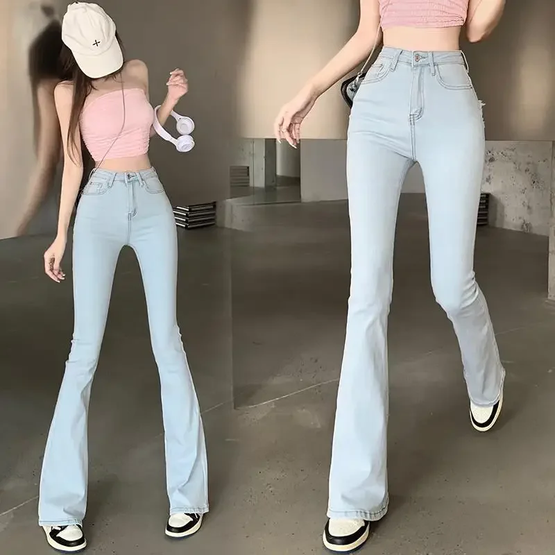 Bell Bottom Trousers Stretch Womens Flared Jeans With Hearts Wholesale Top Denim Pants for Women Selling Grunge Y2k On Sale 90s