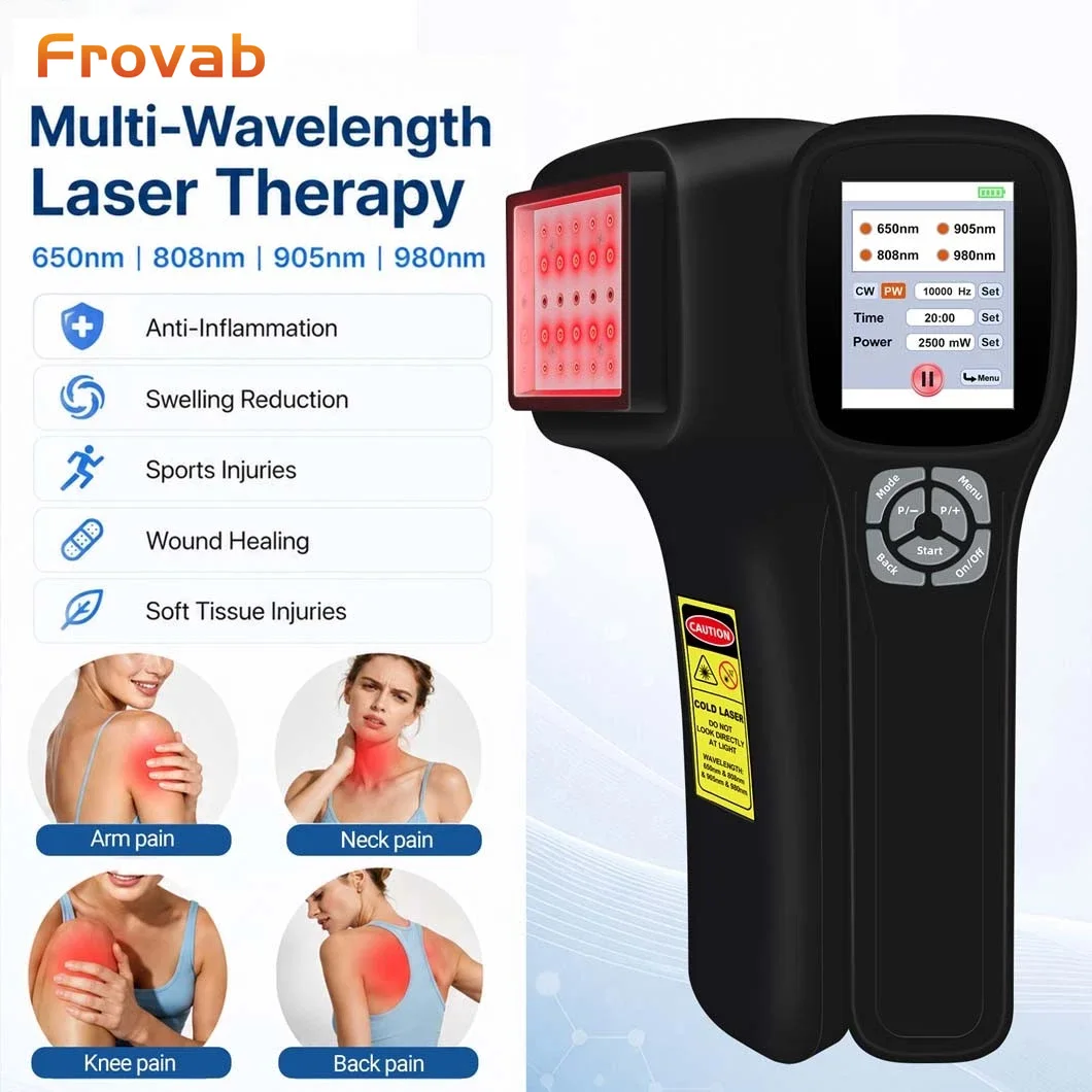 Frovab Cold Laser Pain Relief Machine 25 Diodes 2500mW Non-Invasive Light Therapy Anti-Inflammation Chronic Pain Treatment