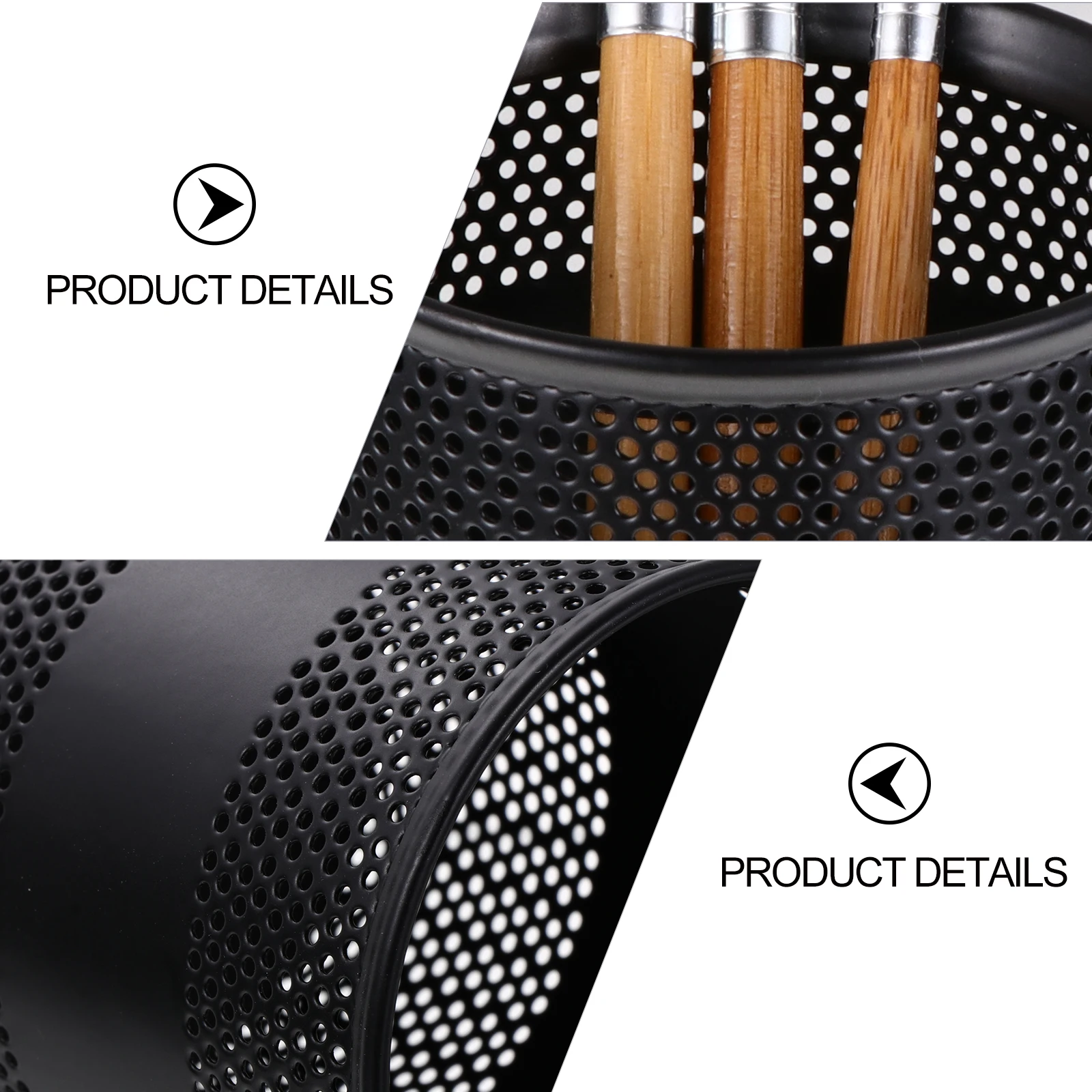 

Anti Rust Pen Holder Desktop Storage Box Black Wire Round Pencil Office Pot Iron Creative Design Strong