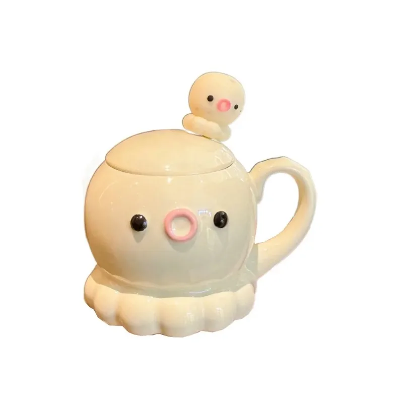 

with Handle Cute Octopus Water Cup Heat Resistant Comfortable Grip Ceramic Coffee Mug Ornament Anti-scald