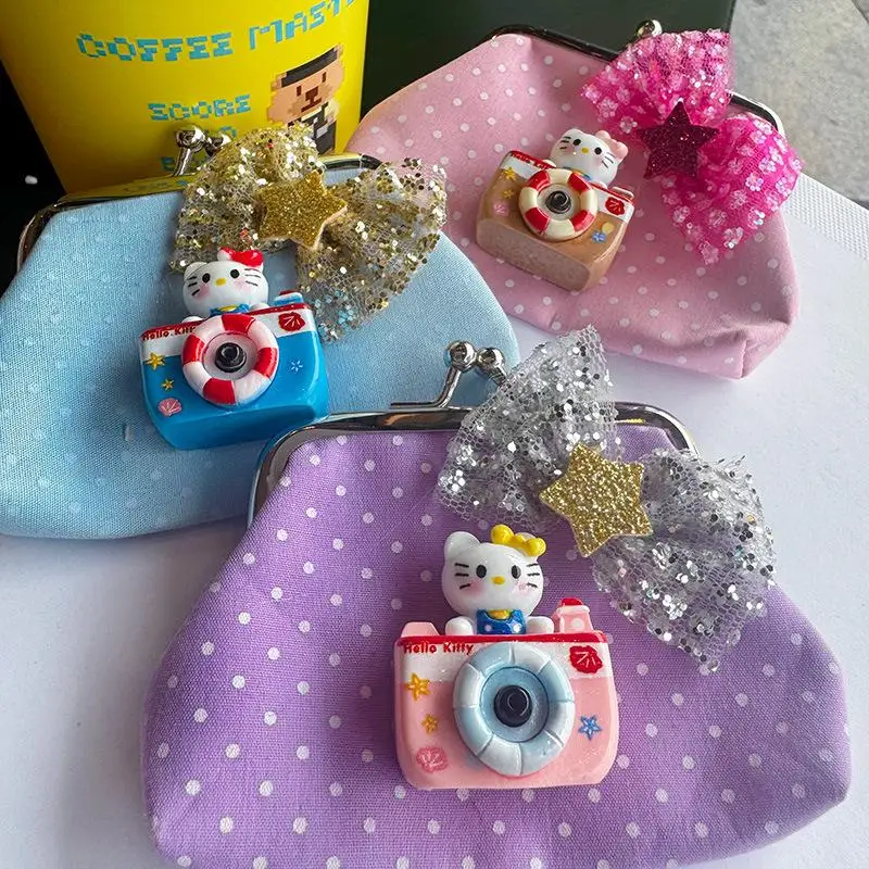 

Sanrio Creative Hello Kitty Cartoon Coin Pouch Purse Cartoon Star Bow Bags Girls Purse Kawaii Wallet Kid Purses