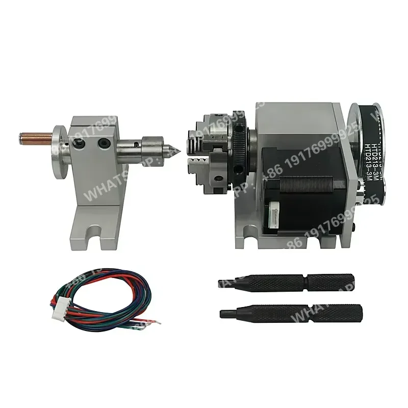 50mm 3 Jaw Chuck Rotary a 4th Axis Tailstock for Cnc Router Engraver Milling Machine 4 Axis Kit