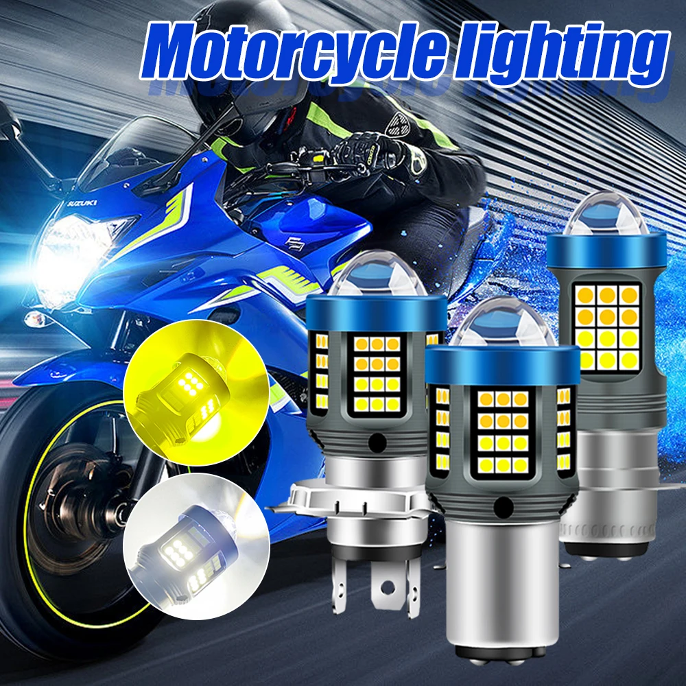 NEW H4 LED Moto BA20D P15D LED Motorcycle Headlight Bulbs Angel White Yellow Hi Lo Beam Lens Fog Lamp for Motobike Scooter Light