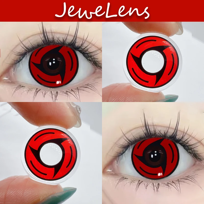 Jewelens 2pcs/1pair Red Color Contact Lenses Uchiha Sharingan Itachi Sasuke Kakashi Madara Cosplay Anime Accessories