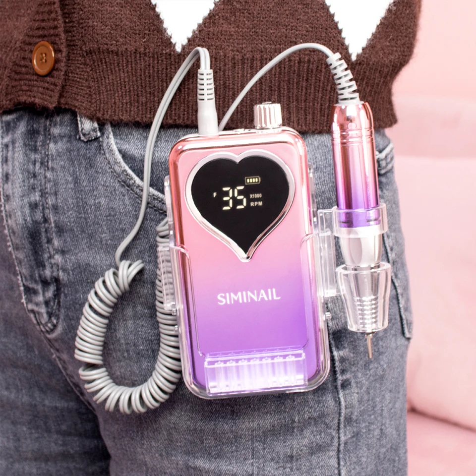 Máquina profesional de fresas para uñas SIMINAIL 35000RPM, lima eléctrica portátil recargable, kit de manicura con fresas 2