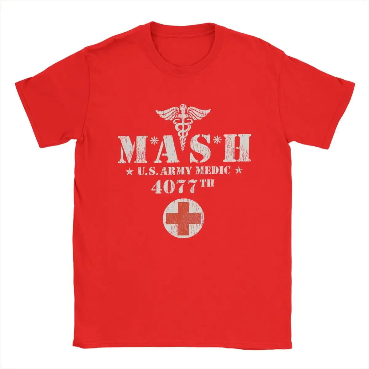 harajuku fashion graphic Novelty Mash 4077 TV Show T-Shirts Men Round Neck Pure Cotton T Shirt Short Sleeve Tee Idea Clothing
