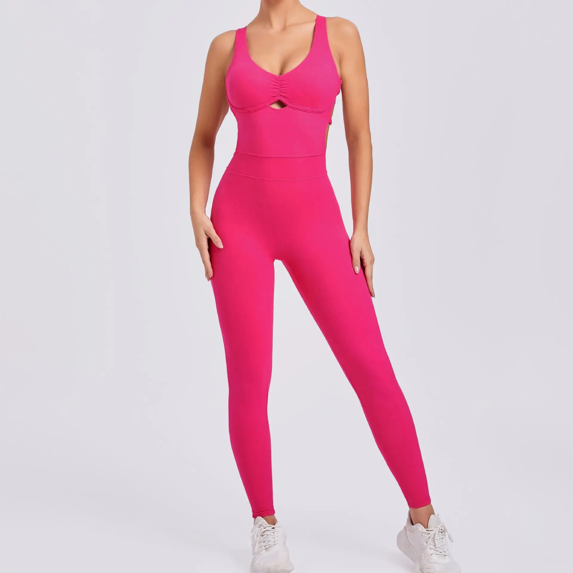 New Sport Bodycon Jumpsuits Women Sportswear One Piece Yoga Set Hollow Cross Backless Gym Fitness Overalls Training Outfit New