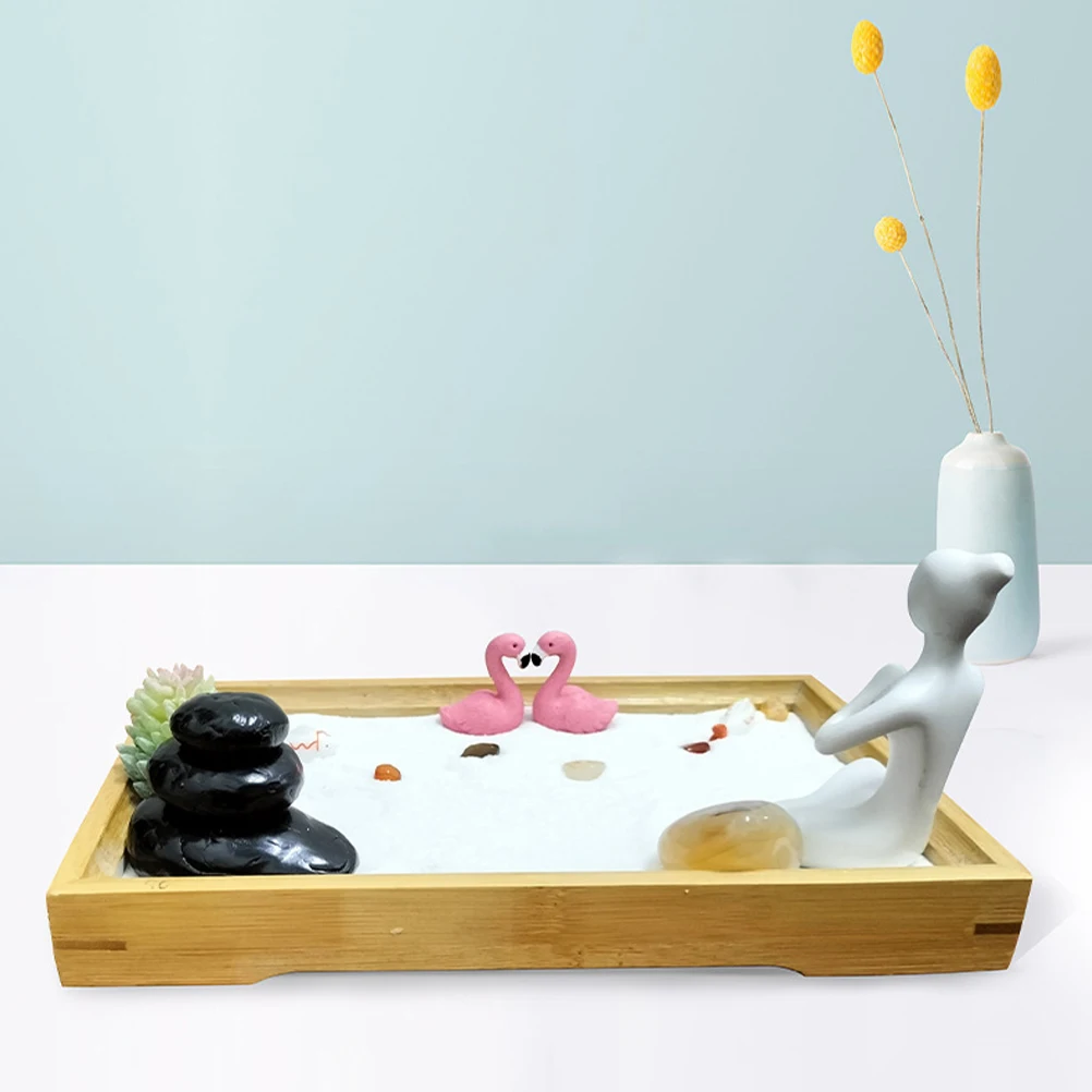 

Бамбуковый комплект Zen Micro L scape box Декор для рабочего стола Украшение для домашнего офиса Декор S Стол nament Mini Zen Garden S box Стол