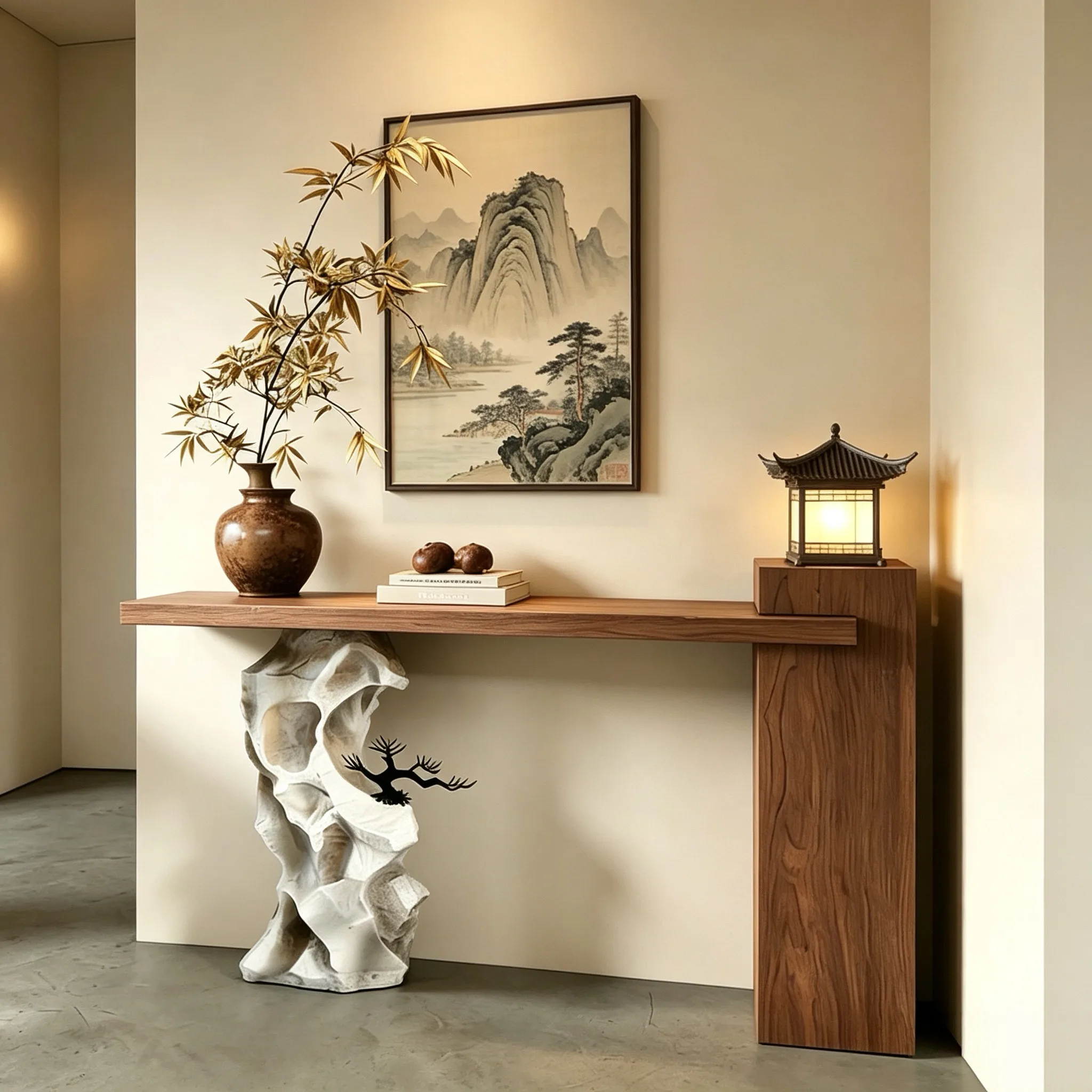 New Chinese ancient style solid wood entrance table Entrance hall Entrance table Hotel B & B corridor End view table Against