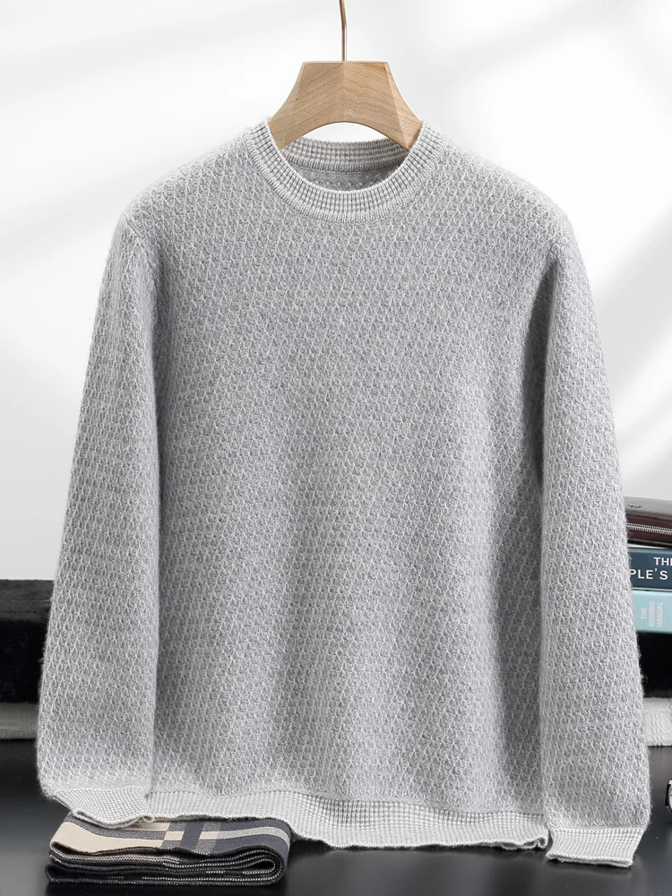 Men's Cashmere Sweater Autumn Winter O-neck Long Sleeve Pullover 100% Cashmere Knitwear Smart Casual Clothing Thick Warm Tops