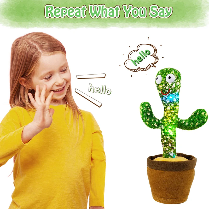 Juguetes de Cactus parlantes para niños, Cactus interactivo que habla soleado, juguete de peluche electrónico, decoración del hogar para niños, regalos de navidad