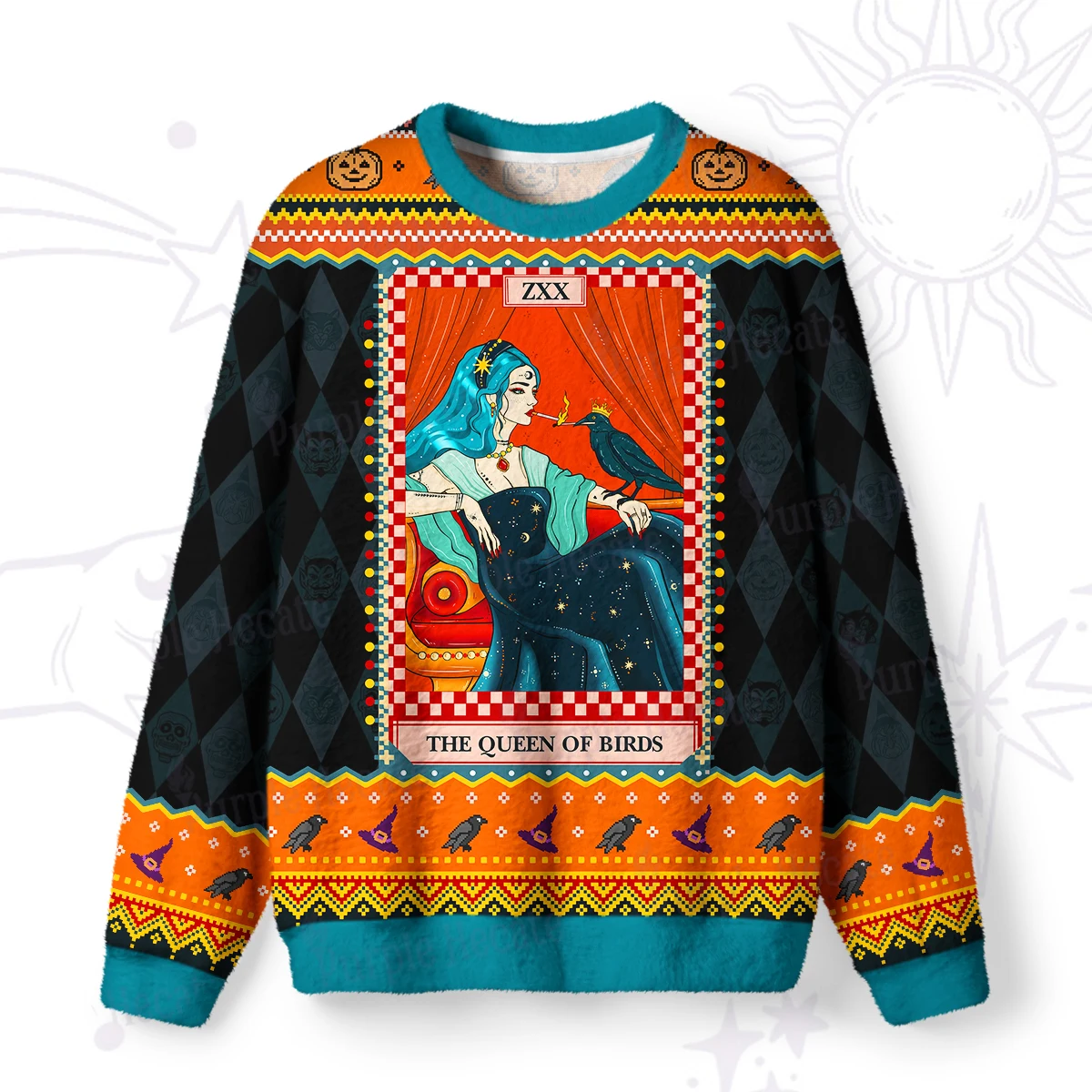 Y2K Women's Autumn and Winter Season Top, Home Casual Hoodie, Witch Print Loose Long Sleeved Hoodie S-XXXL Size