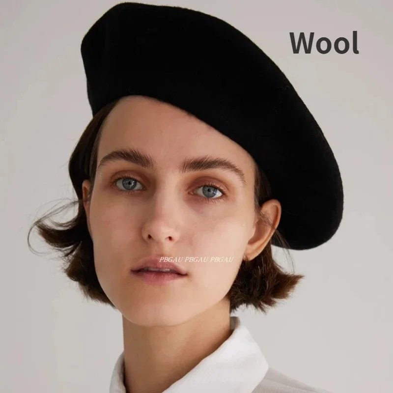 Big Size Wool Beret Women Men Large 60cm  White Berets Warm Unisex French  Winter Hat  Female Painter Cap Chapeau Femme