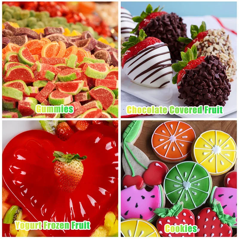 4 Pack Fruit Shaped Silicone Pineapple Orange Watermelon Strawberry Mold Chocolate Baking Mould Summer Fruit Jelly Cake Ice Cube