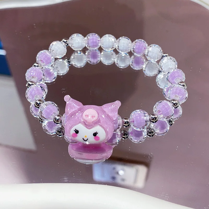 Acrylic Sanrio Children\'s Bracelet Cartoon Kulomi Baby Lotso Melody Cinnamoroll Crystal Adjustablet Beads Jewelry Accessories