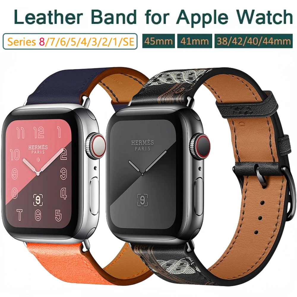 

Leather Strap for Appe Watch Series 44mm 40mm 45mm 41mm 42mm 38mm Bracelet Wristband for iWatch9 8 7 6 5 4 3 SE Ultra 49mm Band