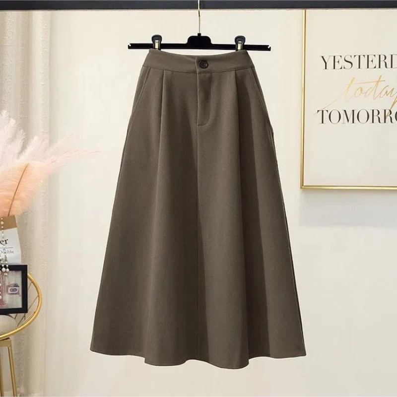 

Простота, модная шерстяная осенне-зимняя новая женская юбка трапециевидной формы средней длины с карманами и пуговицами на молнии