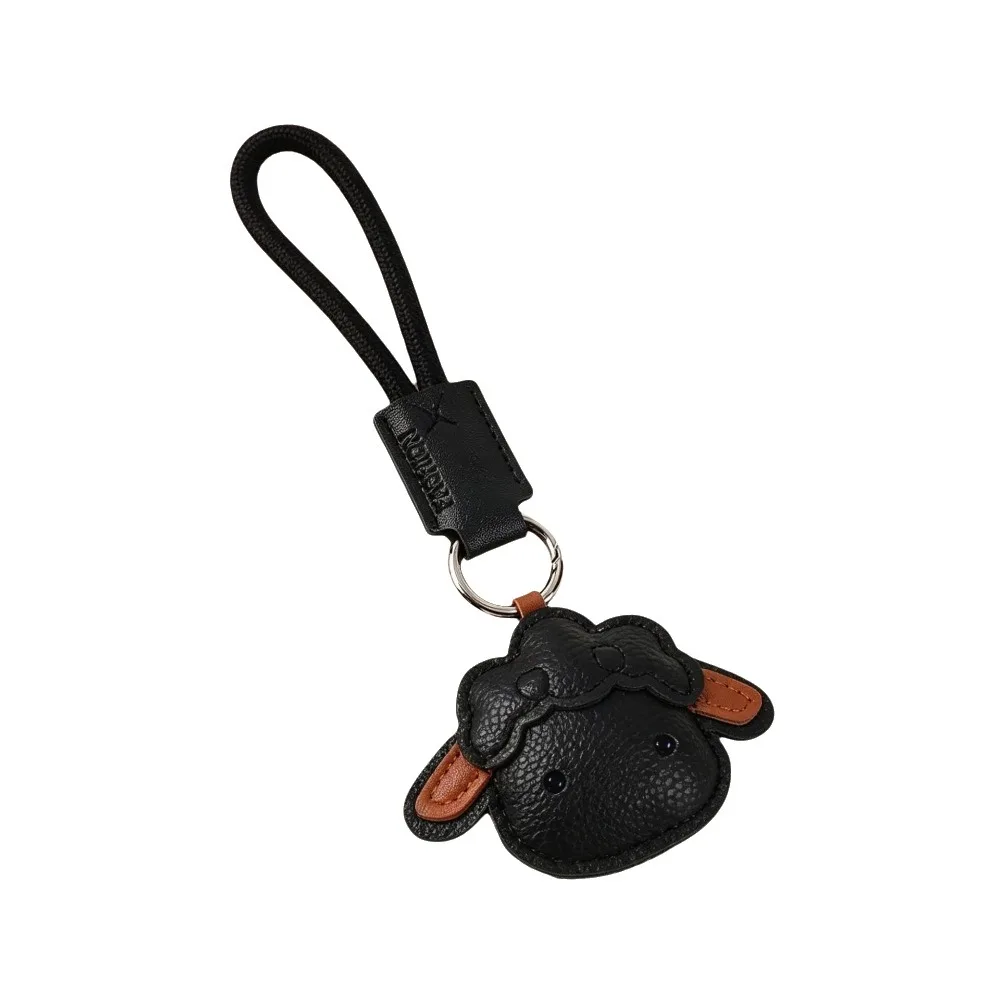 Fashion Cute Sheep PU Leather Keychain PU Leather Lightweight Lamb Keyring Anti-Scratch Cartoon Car Key Ring Holiday Gift
