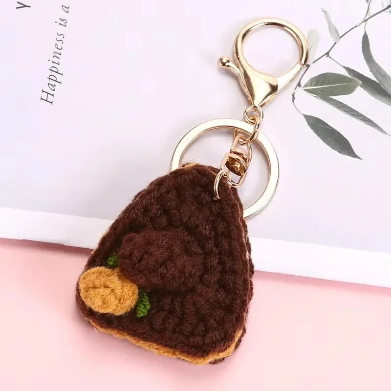 Creative Knit Keychain Cartoon DIY Burger Ice Cream Pendant Keychain Charms Handmade Pendant for Girl Cute Gift Car Decorations view 5