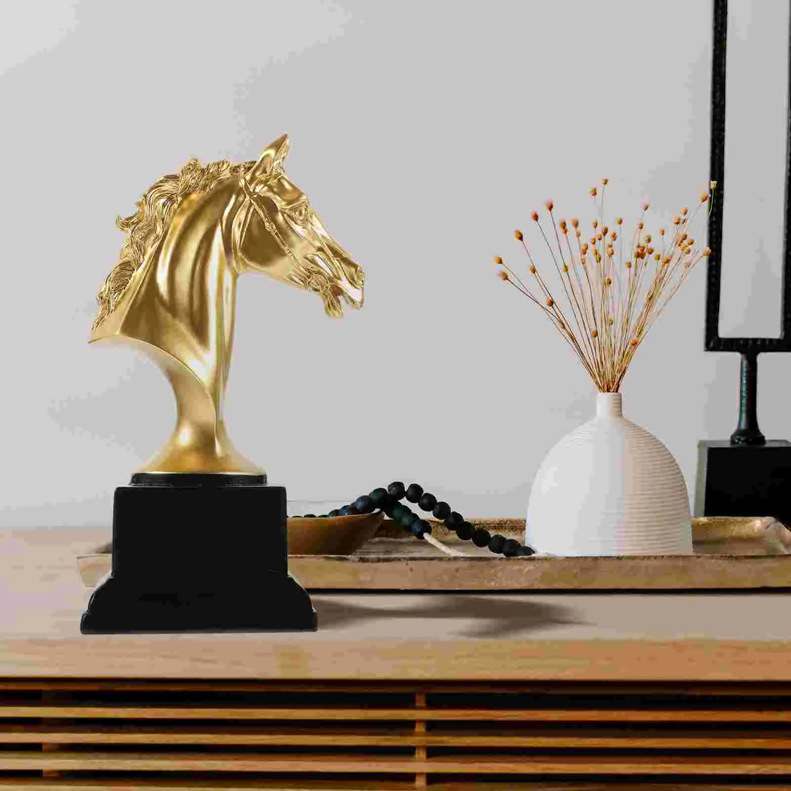 

Horse Ornaments for The Head Trophy Desktop Leopard Golden Table Adornment Office