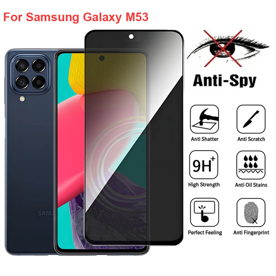 

For Samsung Galaxy M53 Anti Spy Privacy Tempered Glass Screen Protector Compatible For GalaxyM53 Full Cover Screen Phone Film