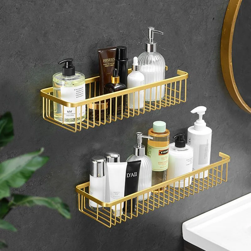 Wall Mounted Bathroom Shelf Aluminum Shampoo Cosmetic Storage Rack Brushed Gold Storage Organizer Rack Soap Cosmetic Shelf