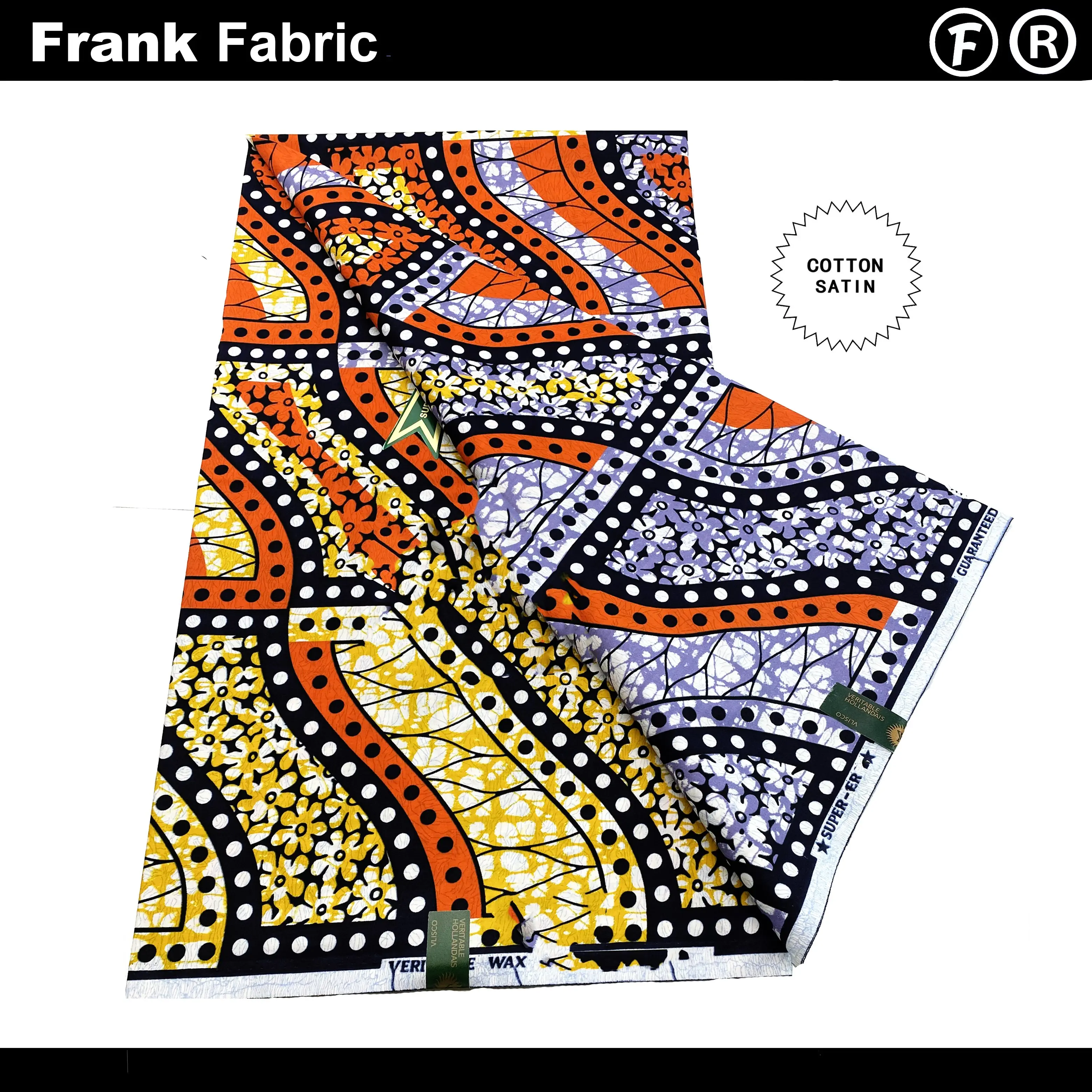 

Real Wax Original Ankara Dye Fabrics 6 Yards Authentic Super Dutch African Wax Print Fabric For Dress With QR Code VLS2508.005