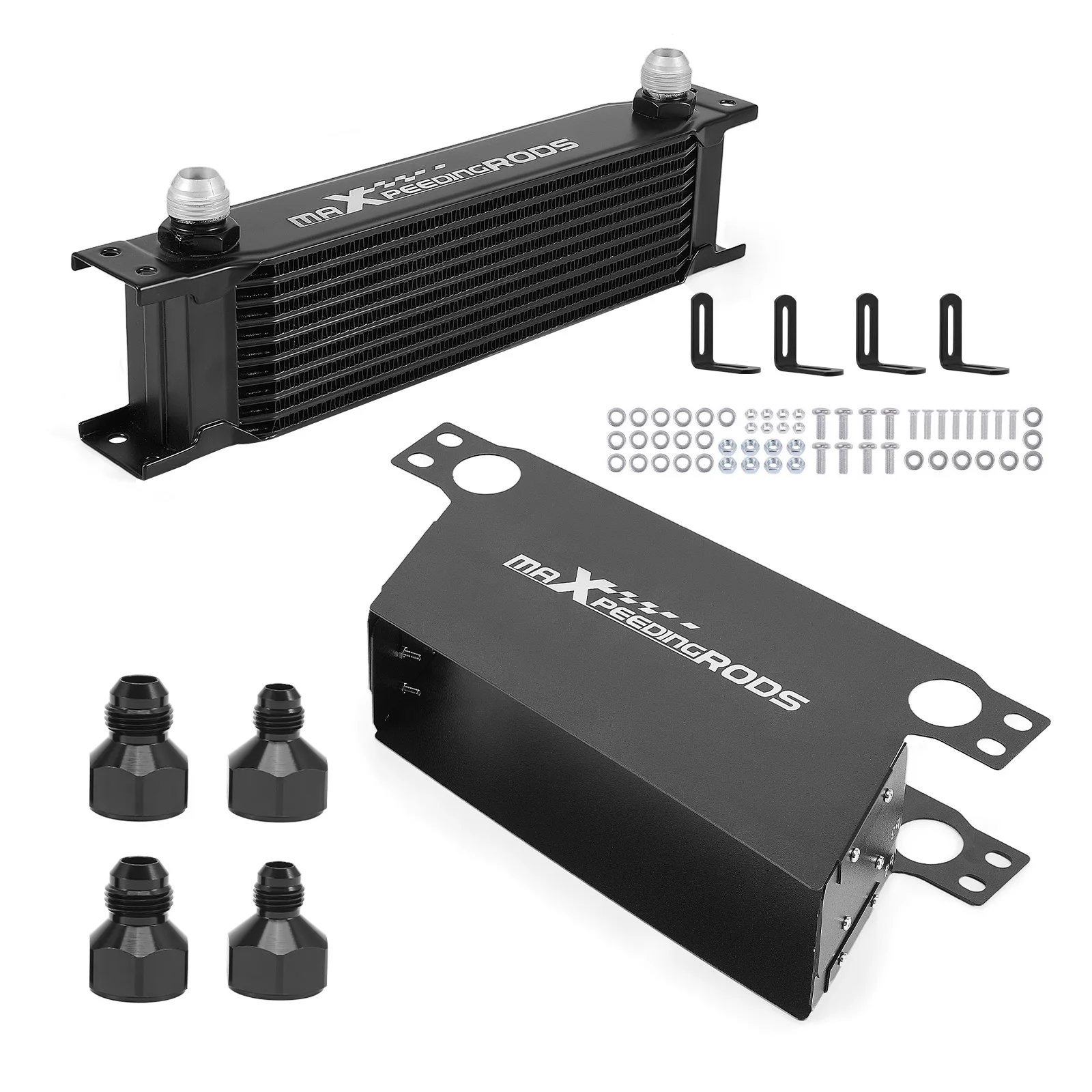 

Universal Transmission Oil Cooler 10 Row 10AN Aluminum Engine Cooling Kit New