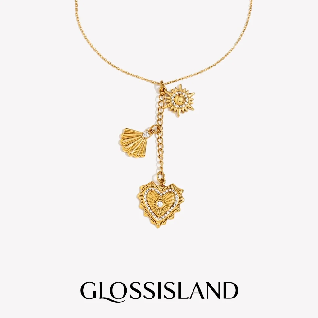 

Glossisland 18k Gold Plated Stainless Steel Necklace for Women Zircon Statement Jewelry Waterproof Daily Accessory Premium Gift