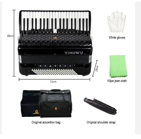 Musical Instrument Accordion 120 Bass 3 Chorus Keyboard Parrot Yingwu Piano Keyboard With Straps