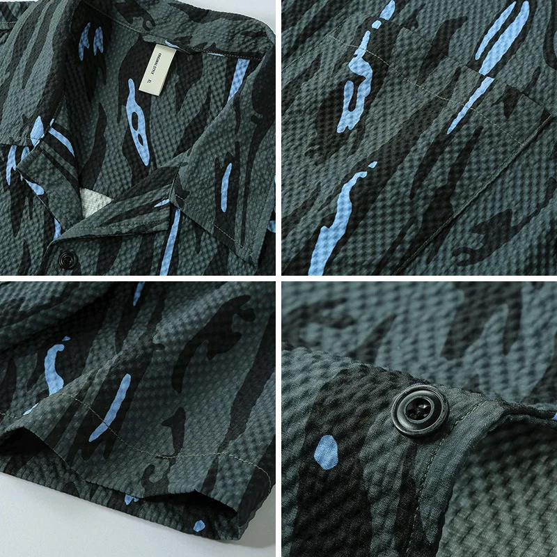 Camisa havaiana de poliéster masculina alta qualidade estampada, blusas de lapela de manga curta, streetwear vintage, moda praia, verão, Z229