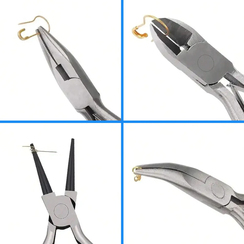 Jewelry Pliers 4 Pack Jewelry Making Pliers Tools Kit with Round Nose Pliers, Needle Nose Pliers/Chain Nose Pliers LK-AA466