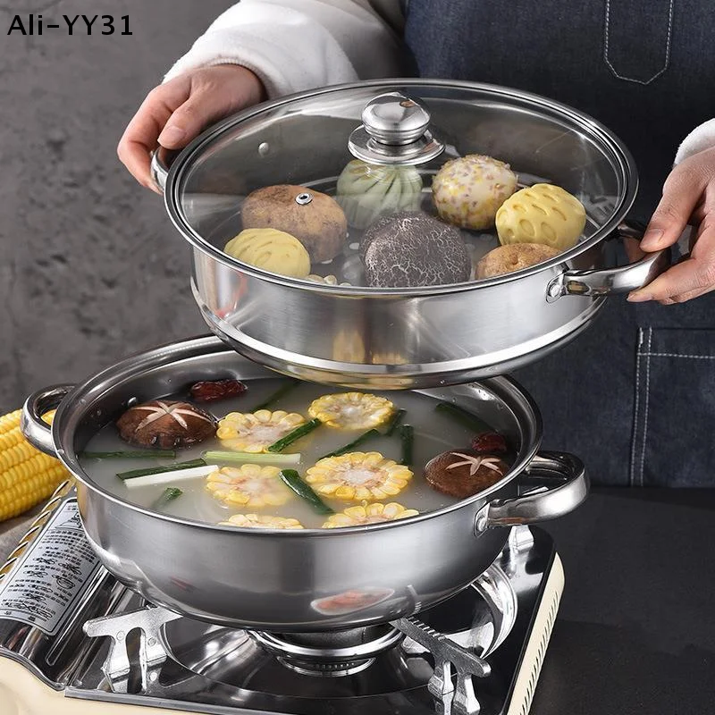 【YW】Stainless Steel Single/Double-Layer Steamer Basket Strainer Pot Steaming Grid Thickened Generic Food Steam Rack Home Cooking