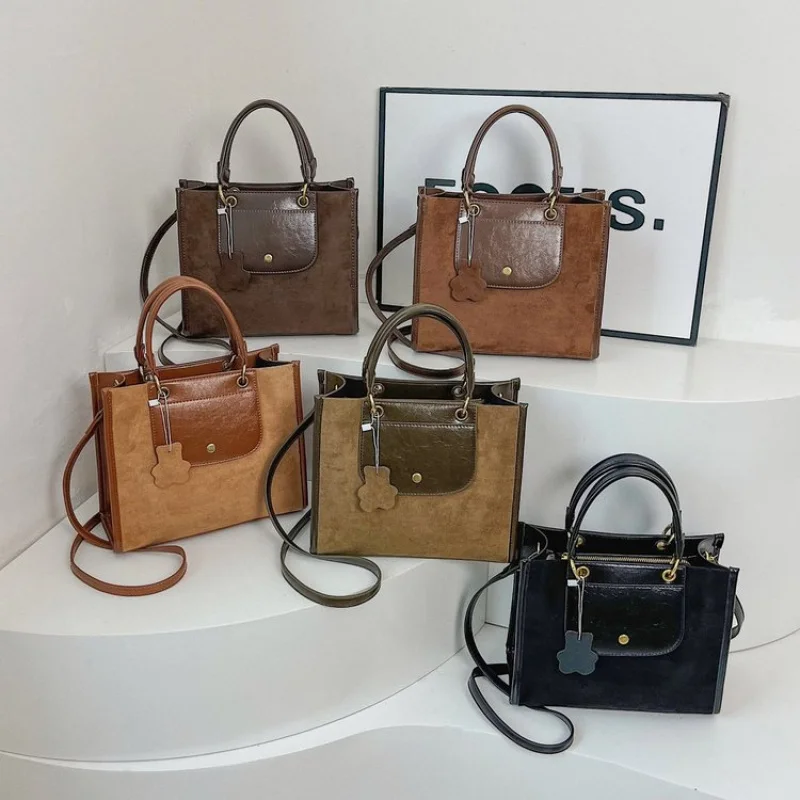 

Casual Simple Vintage Bag Elegant Leather Classic For Women With Messenger Purse Shopper Solid Color