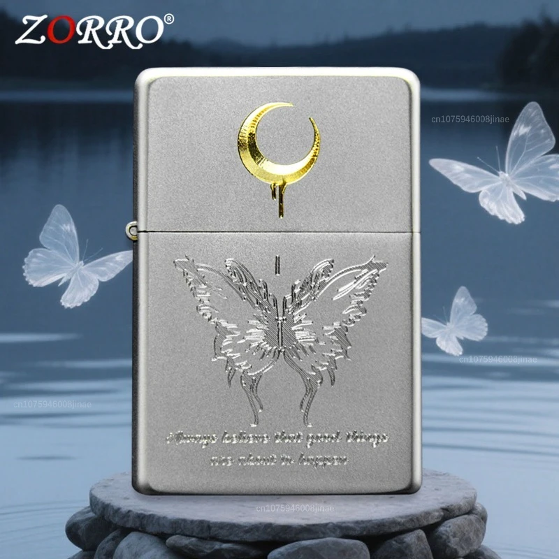 ZORRO New Sand Chrome Hand Carved Kerosens Lighter, Various Finely Carved Silver Lighters, Vintage Grinding Wheel Lighter Gifts