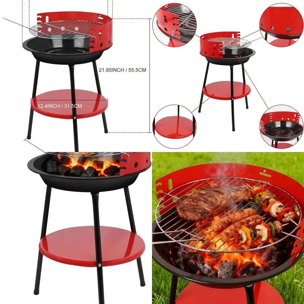 

Угольный гриль с ручкой, портативный кемпинговый барбекю для приготовления пищи на открытом воздухе, кемпинга, сада