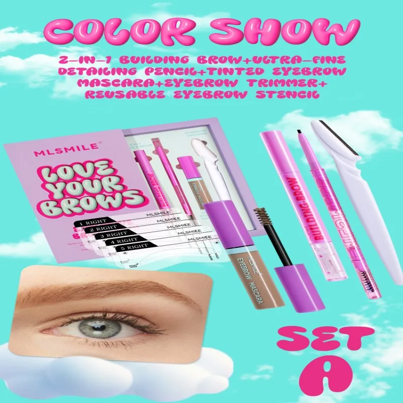 Eyebrow combination set two-in-one eyebrow pencil double-head eyebrow pencil eyebrow cutting knife eyebrow dyeing liquid