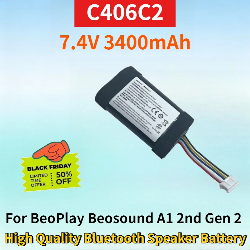 

Аккумулятор литий-ионный перезаряжаемый C406C2 7.4V 3400mAh для Bluetooth-колонки BeoPlay Beosound A1 2-го поколения, высококачественный