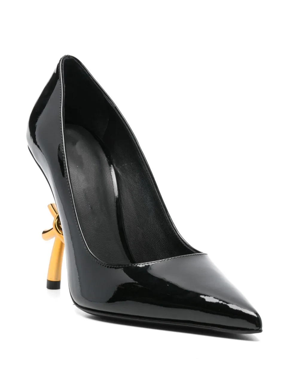 

Черные женские туфли-лодочки из лакированной кожи с острым носком, металлические модные женские туфли без шнуровки на высоком каблуке в необычном стиле, большие размеры