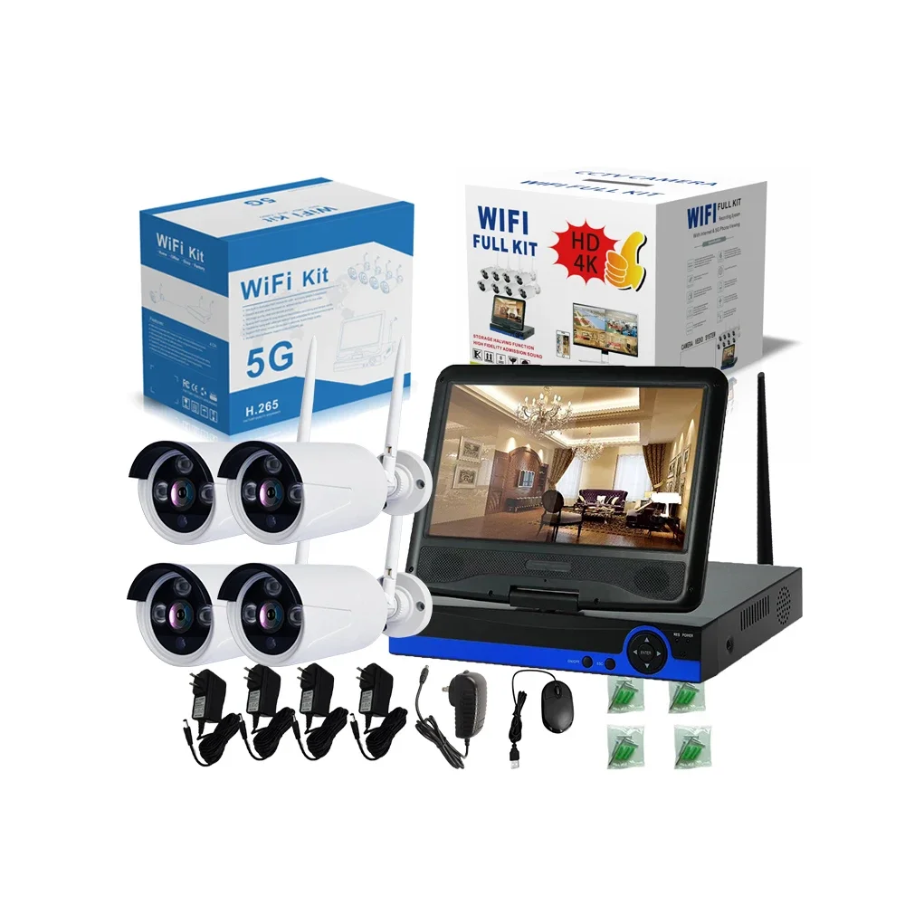 Metal Bullet 3MP XMEYE ICSEE Kit combinato di videosorveglianza IR Camara De Seguridad con schermo CCTV Set Telecamere di sicurezza wireless