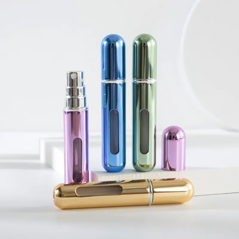 5 مل/10 مل زجاجة عطر صغيرة محمولة بملء من الأسفل مضخة عطر زجاجة عينة عطر قابلة لإعادة التعبئة مجموعة حاويات مستحضرات تجميل فارغة - 6