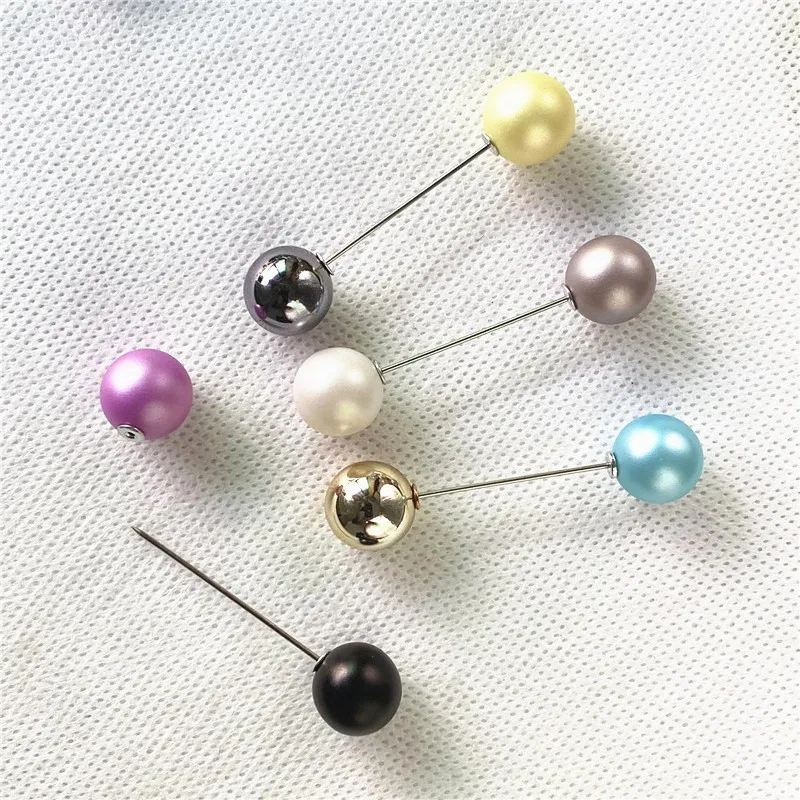 Classic Style Double Imitation Pearl Brooches Pin For Women Scarf Clip Lapel Pin Clothing Accessories DIY Frosted Ball Brooch