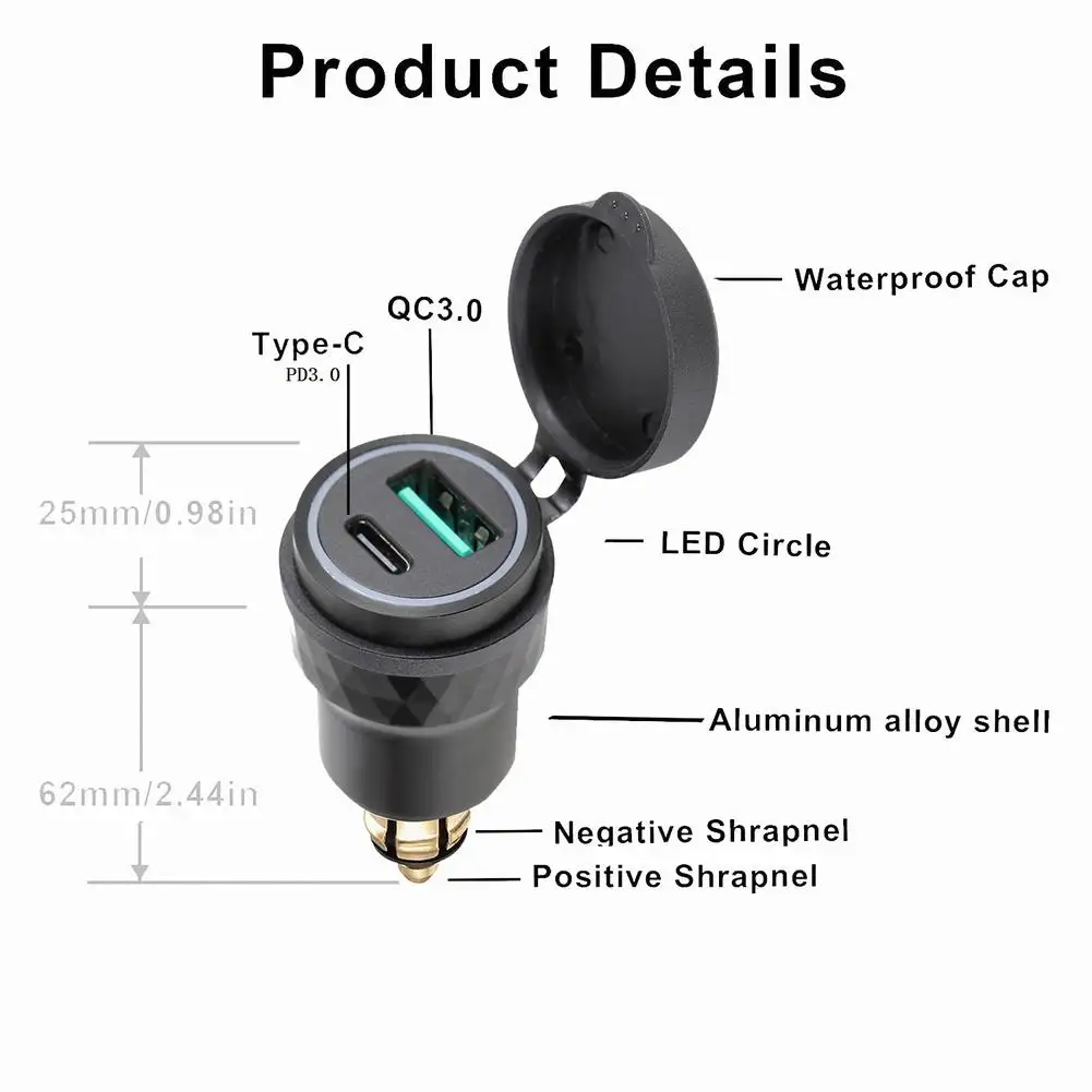 Brand New Adapter For BMW Motorcycle Charger For Hella Motorcycle Accessories Aluminum Alloy USB Black CNC Car DIN Socket