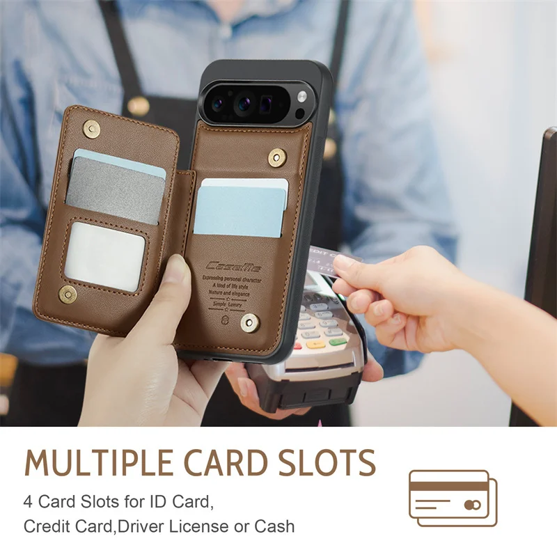 Magnetic Flip PU Leather Phone Case For Google Pixel 9 Pro Wallet Cards Shockproof Protect Cover For Google Pixel 9 Pro XL Coque