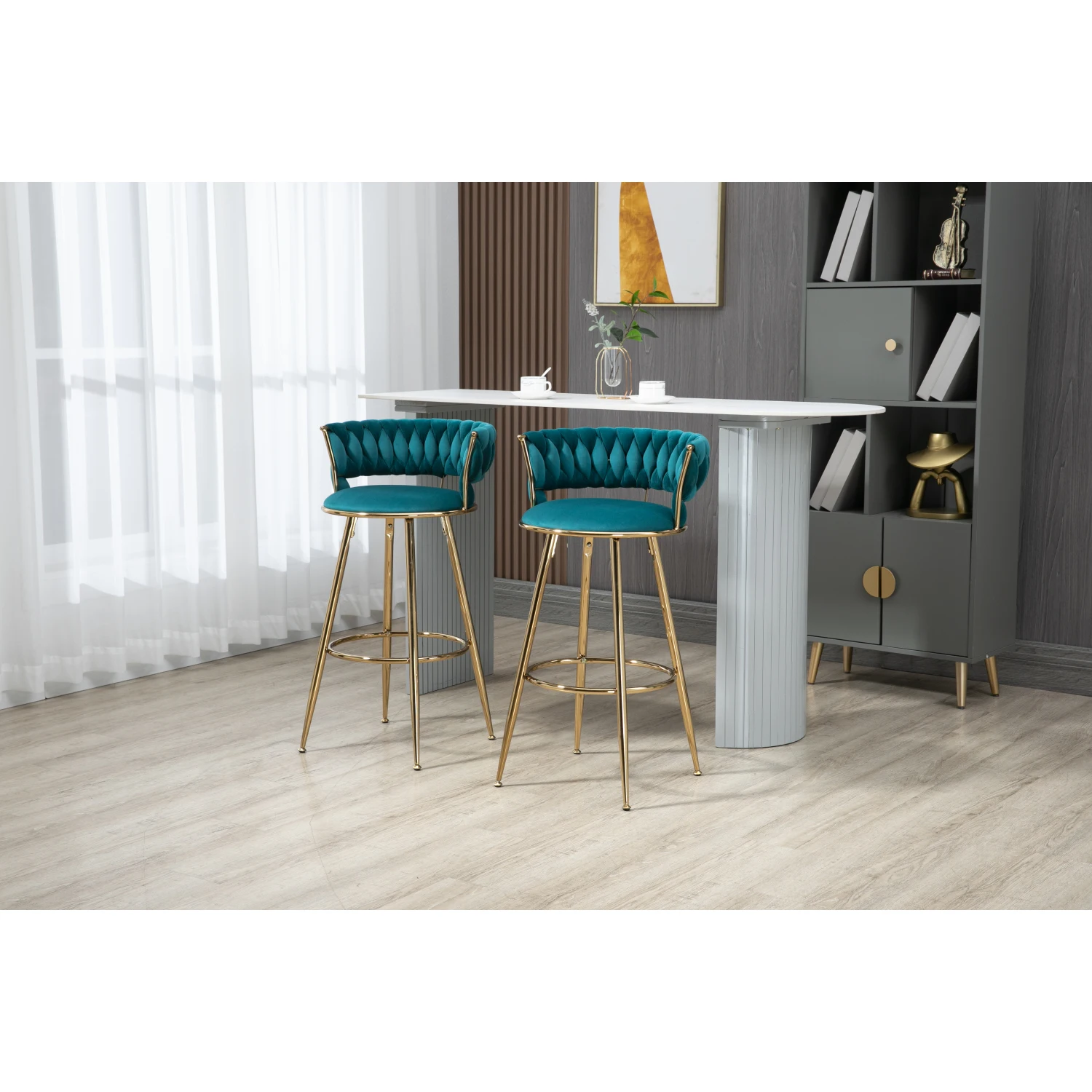 

COOLMORE Bar Stools with Back and Footrest Counter Height Bar Chairs