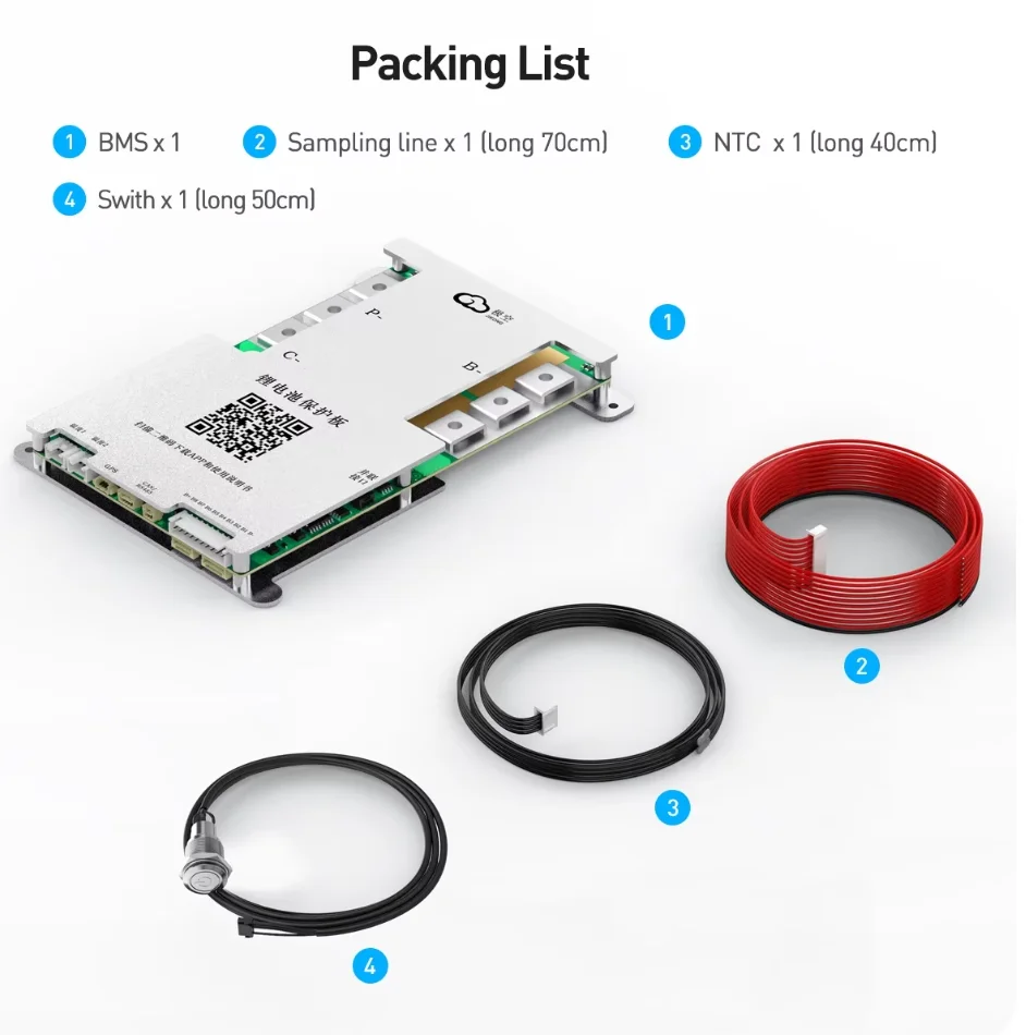 JIKONG JKBMS 100A 200A 300A 4S 5S 6S 7S 8S 12V 24V نشط التوازن الموقد 2A مع الحرارة و CAN لبطارية Li-ion LiFePO4 #6