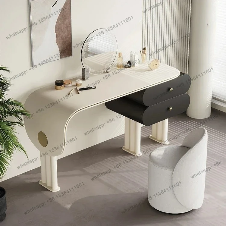 

D06Modern Light Luxury Vanity Table Women Desgin Service Drawers Storage Vanity Table Mirror System Organizer Vestidores Furni