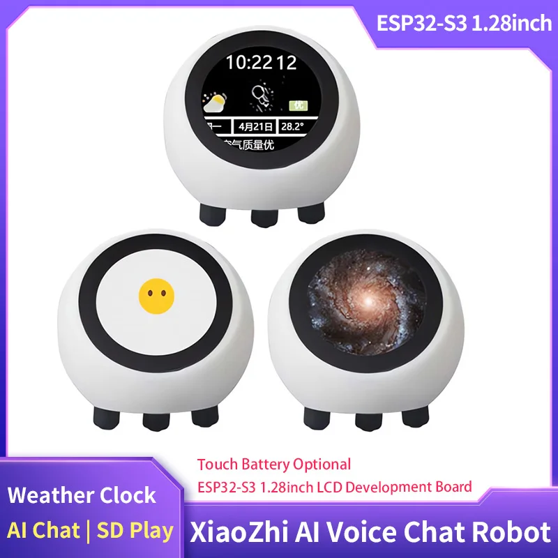 DeepSeek XiaoZhi AI Voice Chat Robot ESP32-S3 1.28 Inch LCD Development Board Touch Battery Optional SD Play Weather Clock — product photo 1 of 1