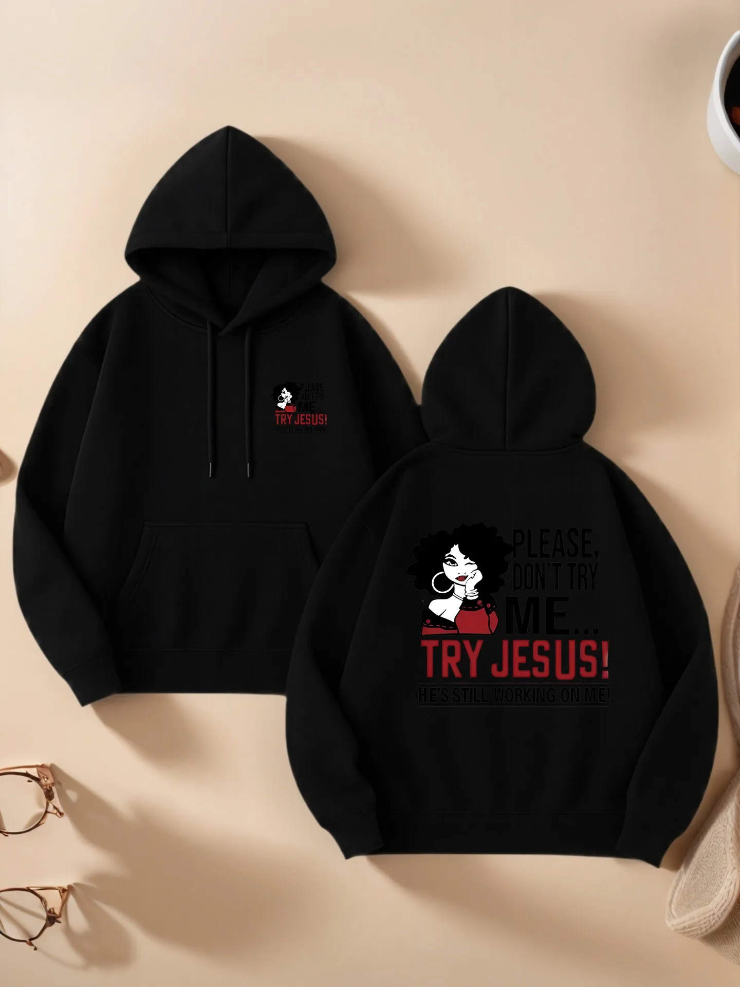 هوديي نسائي أساسي، طباعة حروف، نمط جمالي كاجوال، مبطن بالصوف، ملابس يومية غير رسمية للشباب #1