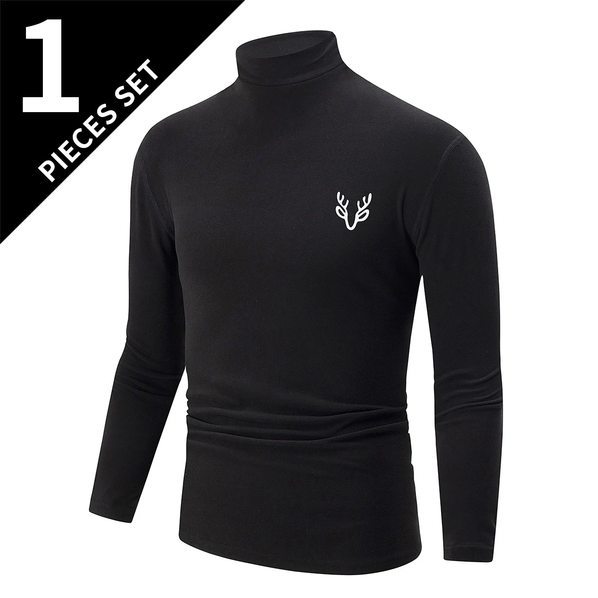 3-Piece Men's White BottoMing Small Turtleneck Shirt In Autumn And Winter Casual Joker Fashion Long Sleeve T-Shirt Teenagers War